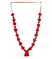 Red Woolen Ball with Rudraksha Beads Garland