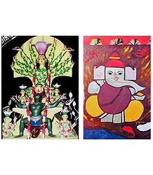 Durga - Conqueror of Evil, and Ganesha - Set of 2 Posters