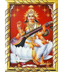 Goddess Saraswati - Framed Picture