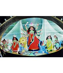 Mahishasuramardini Durga with Her Children on a Boat