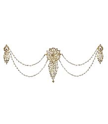 White Stone Studded Metal Head Piece with Earrings