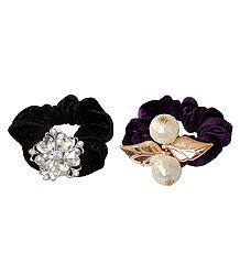 Set of 2 Elastic Velvet Hair Band for Ponytail Holder