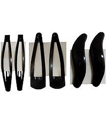 3 Pairs of Tik Tak Black Metal and Acrylic Hair Clip