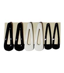 3 Pairs of Tik Tak Black and White Metal and Acrylic Hair Clip
