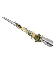 Stone Studded Light Green and Light Yellow Designer Press Hair Clip