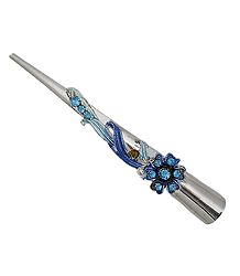 Stone Studded Light Blue and Dark Blue Designer Press Hair Clip