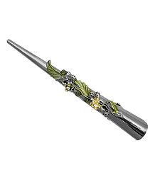 Stone Studded Light Green and Light Yellow Designer Press Hair Clip