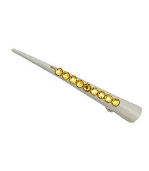 White Stone Studded Press Hair Clip