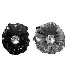 Pair of Black and Grey Glitter Cloth Hair Clutcher