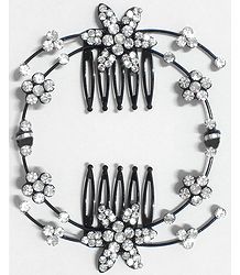 White Crystal Studded Flower Hair Comb