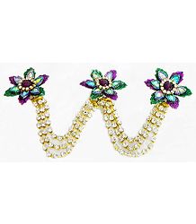 Multicolor and White Stone Studded Metal Jewelry for Hair