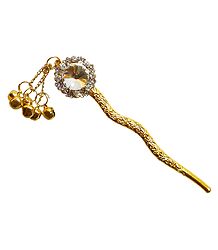 Stone Studded Metal Pin for Hair Bun