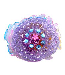 Stone Studded Mauve Net Cloth Hair Clip