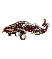 Faux Garnet and Cubic Zirconia Peacock Hair Clip