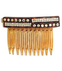 White Crystal Studded Designer Hair Comb