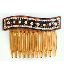 White Crystal Studded Designer Hair Comb