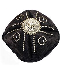Stone Studded Dark Brown Hair Bun