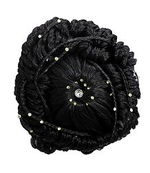 Stone Studded Black Hair Bun