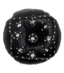 Stone Studded Designer Black Hair Bun