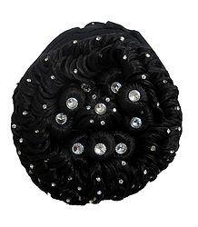 Stone Studded Designer Black Hair Bun