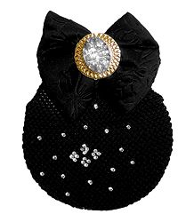 Stone Studded Hair Clip with Hair Bun Net