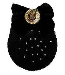 Stone Studded Hair Clip with Hair Bun Net