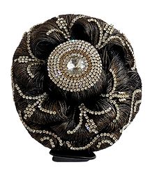 Stone Studded Dark Brown Hair Bun with Press on Clip