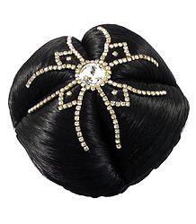 White Stone Studded Black Hair Bun