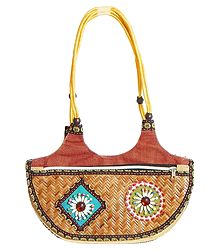 Cane Bag with Two Zipped Pocket with Bead Work