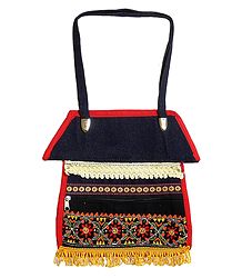 Kantha Stitch Bag with Three Zipped Pockets