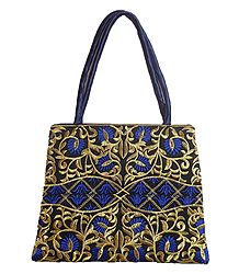 Embroidered Blue Silk Bag
