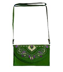 Green Bag with Kantha Stitch