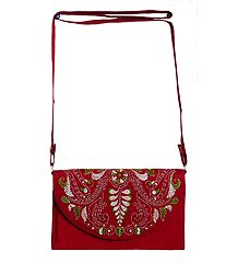 Red Bag with Kantha Stitch