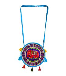 Embroidered and Mirrorwork on Cotton Shoulder Bag with Two Zipped Pocket