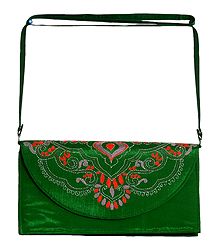 Green Bag with Kantha Stitch