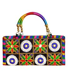 Embroidered Cloth Clutch Purse with Handle