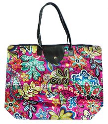 Foldable Multicolor Floral Printed Rexine Bag