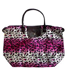 Foldable Leopard Skin Printed Rexine Bag