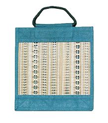 Jute Shopping Bag with Hole Threadwork on Bamboo
