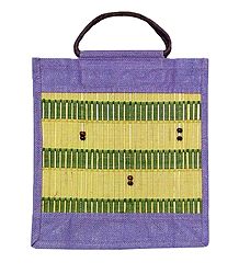 Jute Shopping Bag with Bead work on Bamboo Sticks
