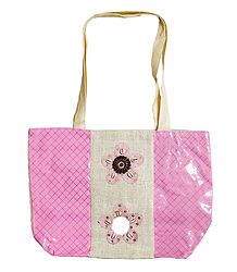 Decorative Jute with Synthetic Bag with One Zipped Pocket and One Small Open Pocket