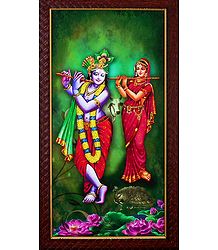Radha Krishna Playing Flute - Wall Hanging