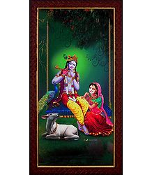 Radha Mesmerised by the Sound of Krishna's Flute