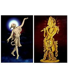 Chaitanyadev and Lord Krishna - Set of 2 Posters