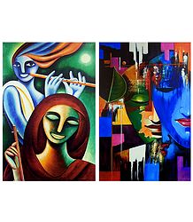 Krishna Meerabai and Radha Krishna - Set of 2 Posters