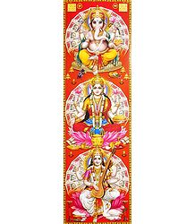 Lord Ganesha, Devi Lakshmi and Devi Saraswati