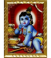 Makhan Chor Krishna - Framed Picture
