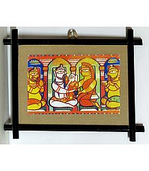 Lord Shiva, Parvati and Ganesha - Wall Hanging