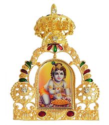 Bal Gopal on Golden Throne - Table Top Picture