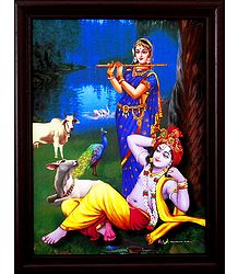 Krishna Enjoying Radha's Flute